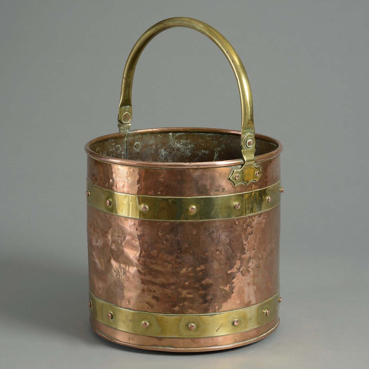 19th century brass and copper fire bucket