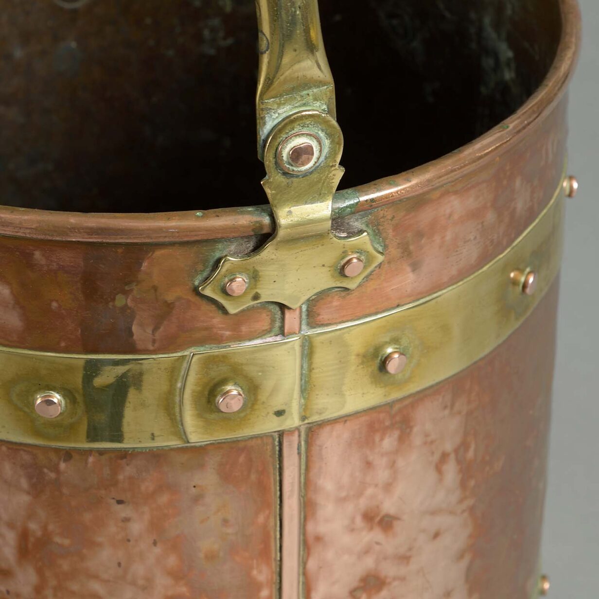 Brass and copper fire bucket