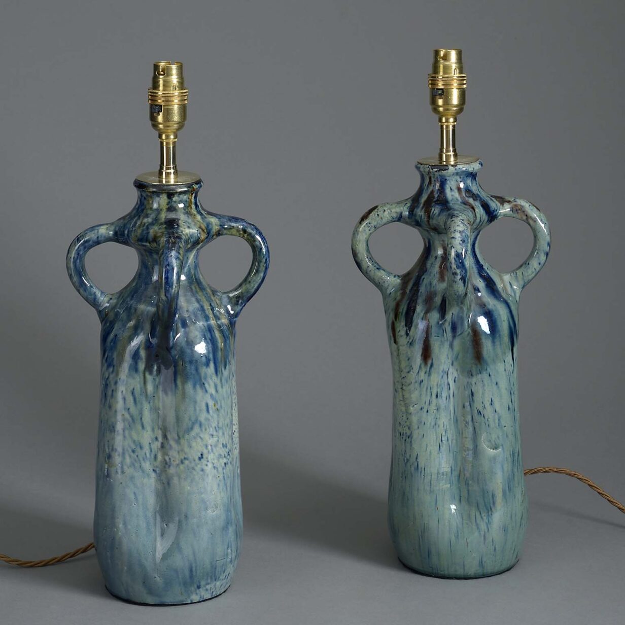 Pair of pottery vase lamps