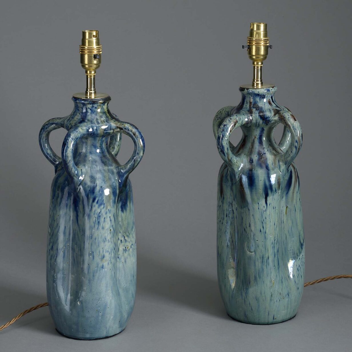 Pair of 20th century pottery vase lamps