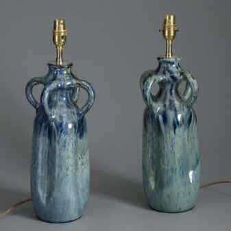 Pair of 20th century pottery vase lamps