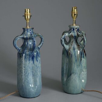 Pair of pottery vase lamps