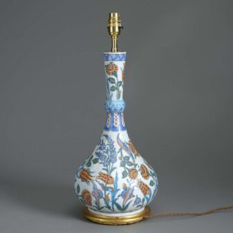 Early 20th century iznik pottery vase lamp