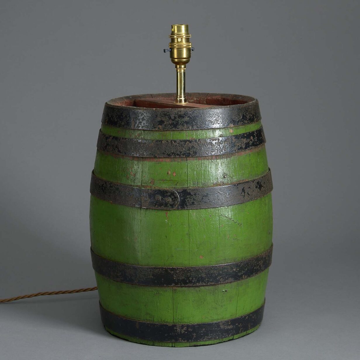 Green coopered barrel lamp