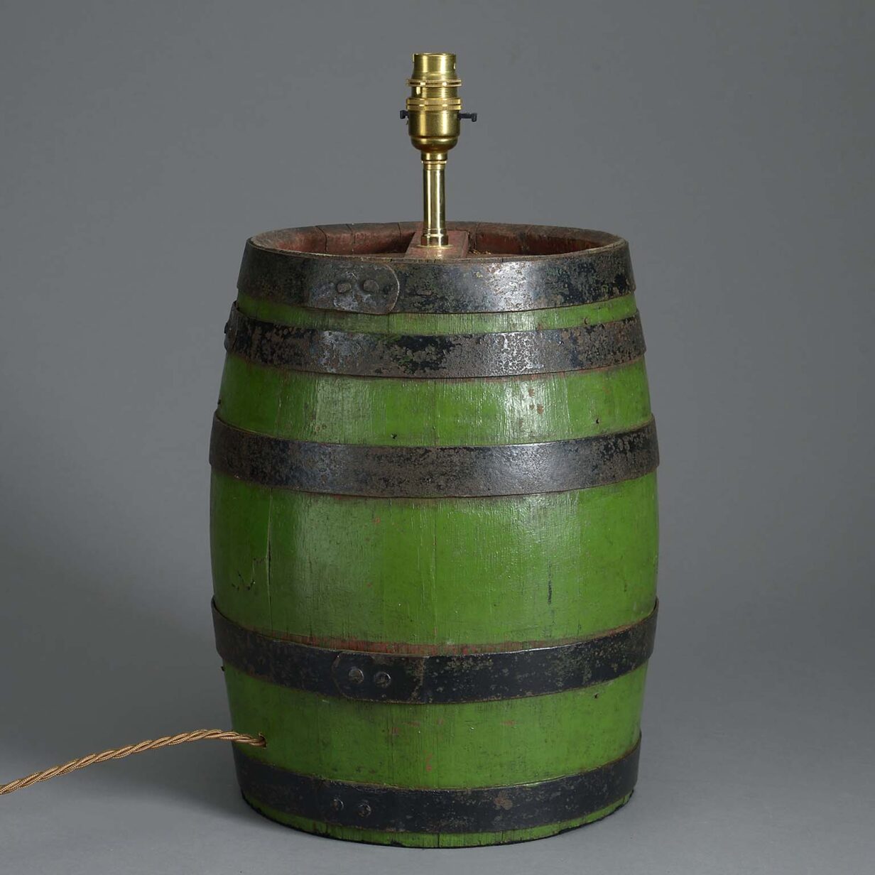 Green coopered barrel lamp