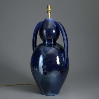 Blue glazed vase lamp