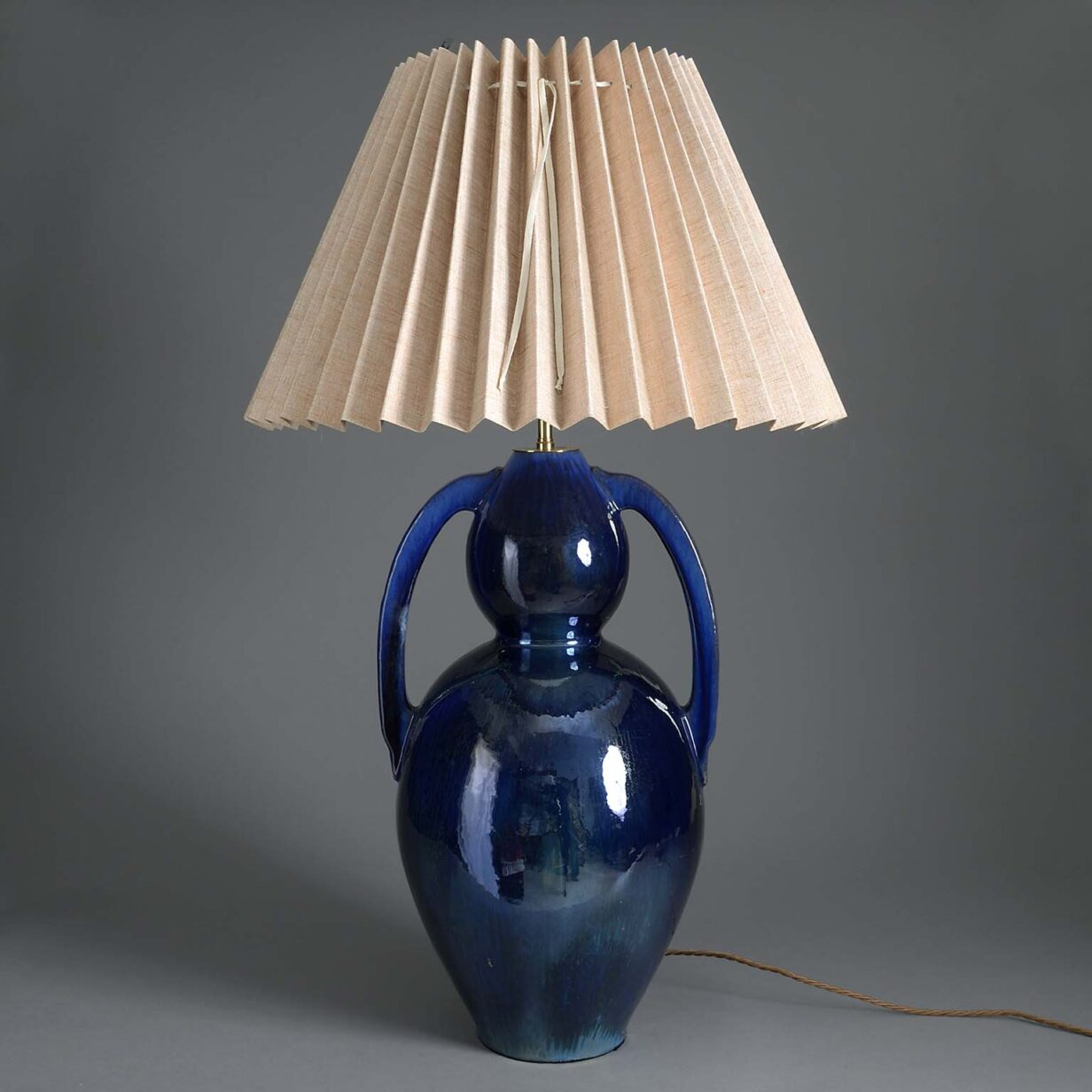 Blue glazed vase lamp