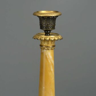 Pair of early 19th empire period century siena marble candlesticks