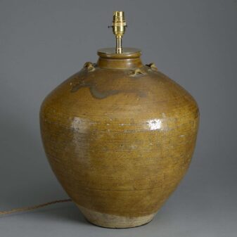 Early 20th century chinese terracotta jar lamp