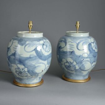 Pair of large scale ming style vase lamps