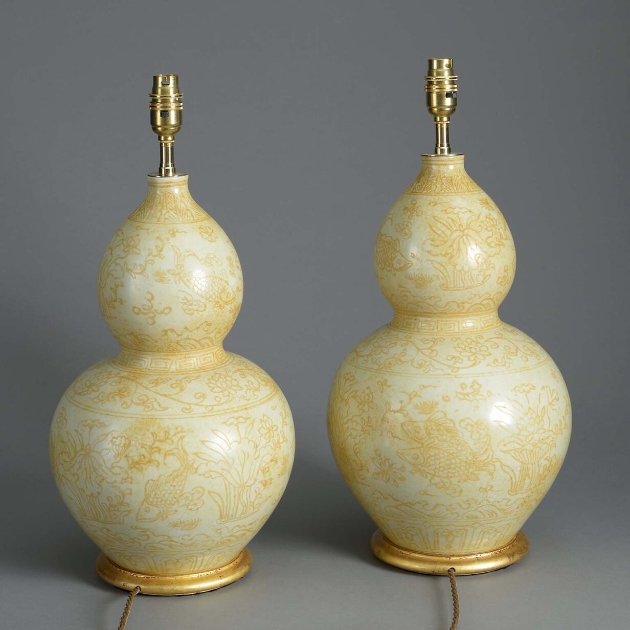 Pair of gourd vase lamps