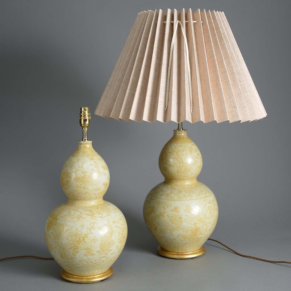 Pair of gourd vase lamps