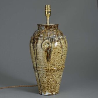 Mid-20th century studio pottery vase lamp