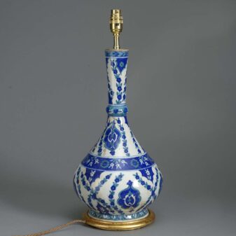 Late 19th century iznik pottery vase lamp