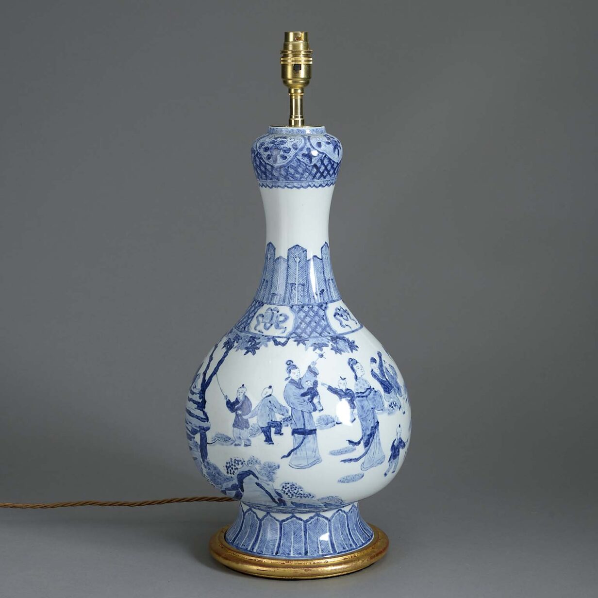 Blue and white bottle jar lamp