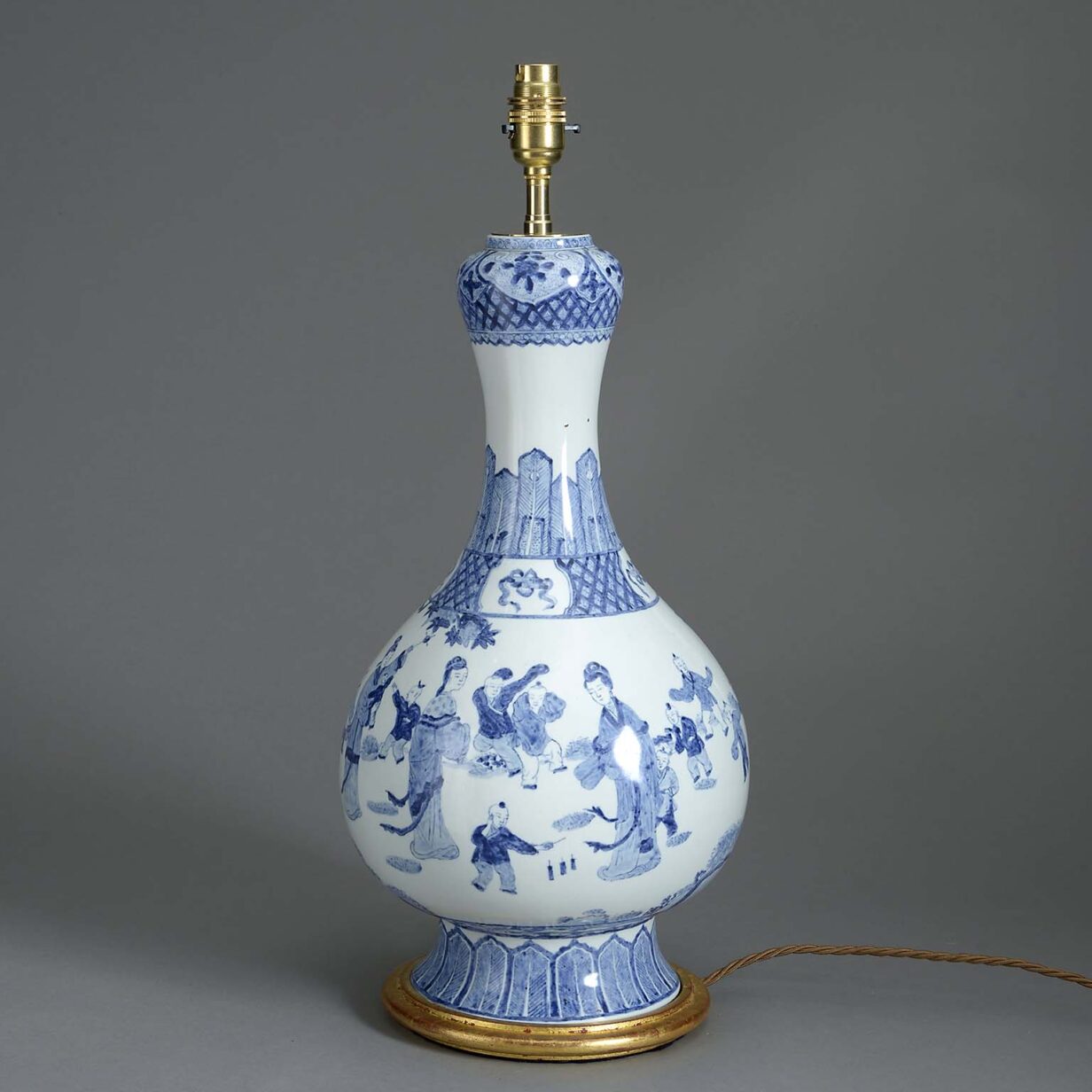 Blue and white bottle jar lamp