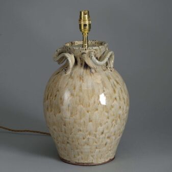 Caramel glazed pottery vase lamp