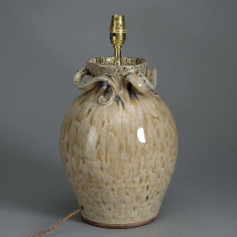 Caramel glazed pottery vase lamp