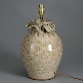 20th century caramel pottery vase lamp