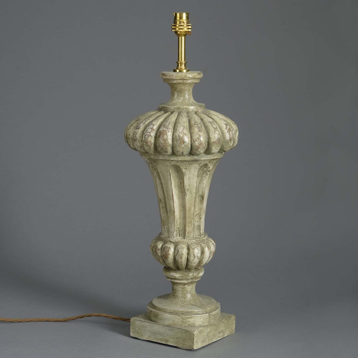 Early 20th century carved finial table lamp