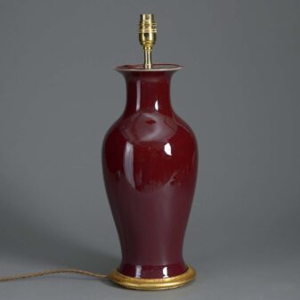 Early 20th century sang de boeuf porcelain vase lamp