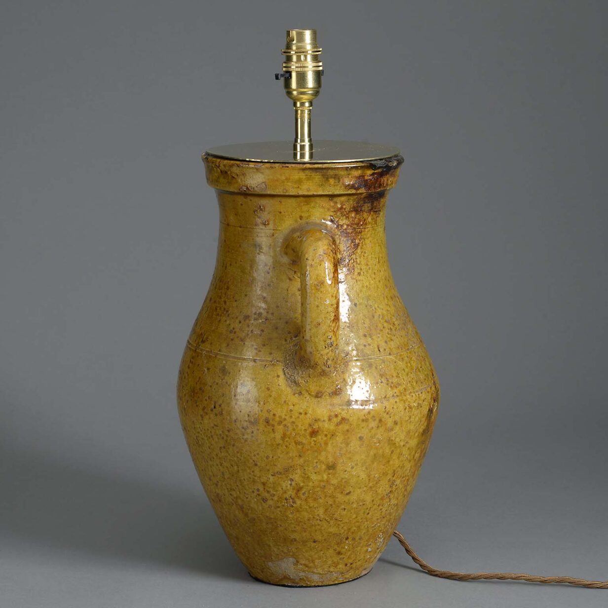 19th century ochre glazed jar lamp