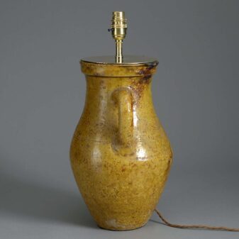 19th century ochre glazed jar lamp