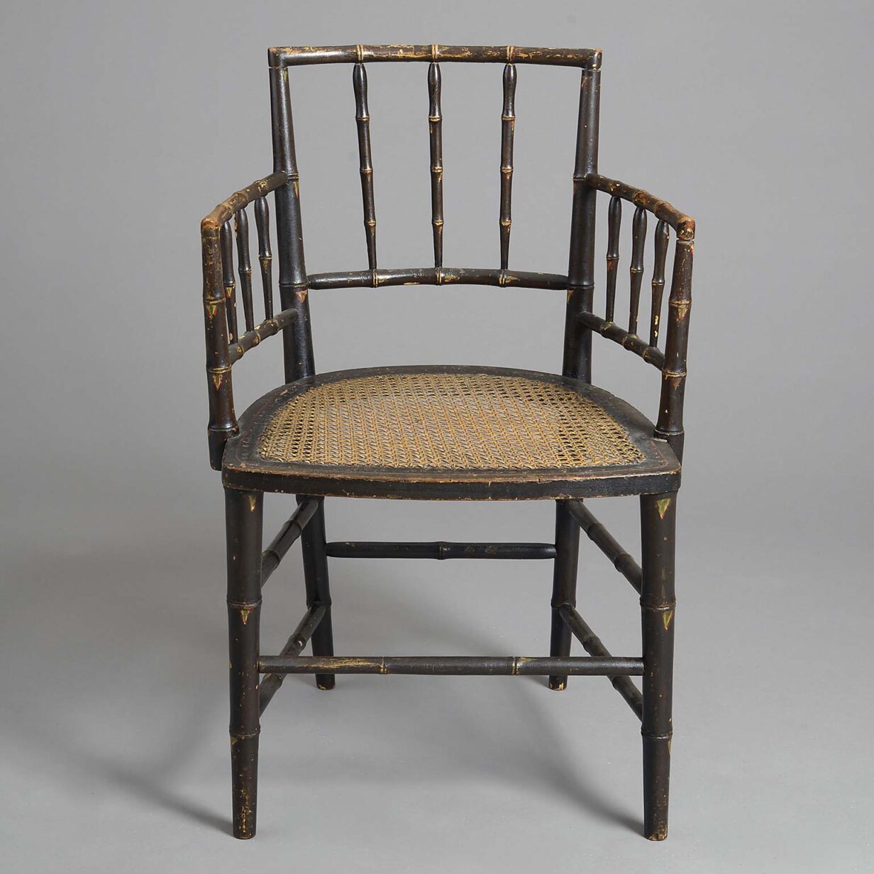 Early 19th century regency faux bamboo bedroom armchair