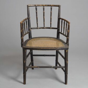 Early 19th century regency faux bamboo bedroom armchair