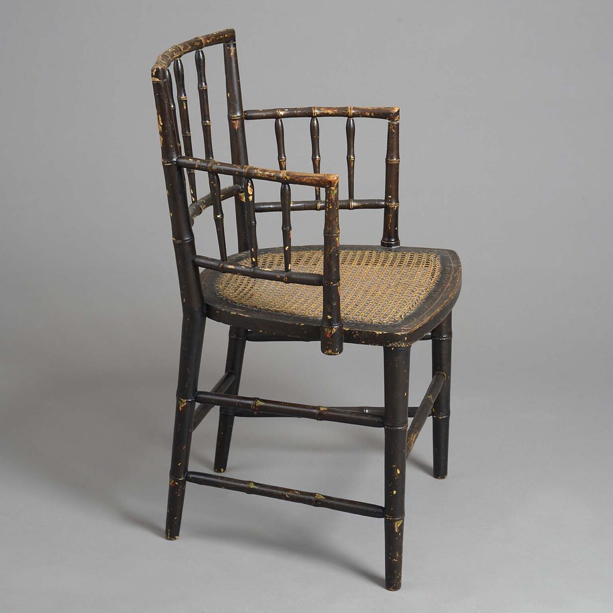 Early 19th century regency faux bamboo bedroom armchair