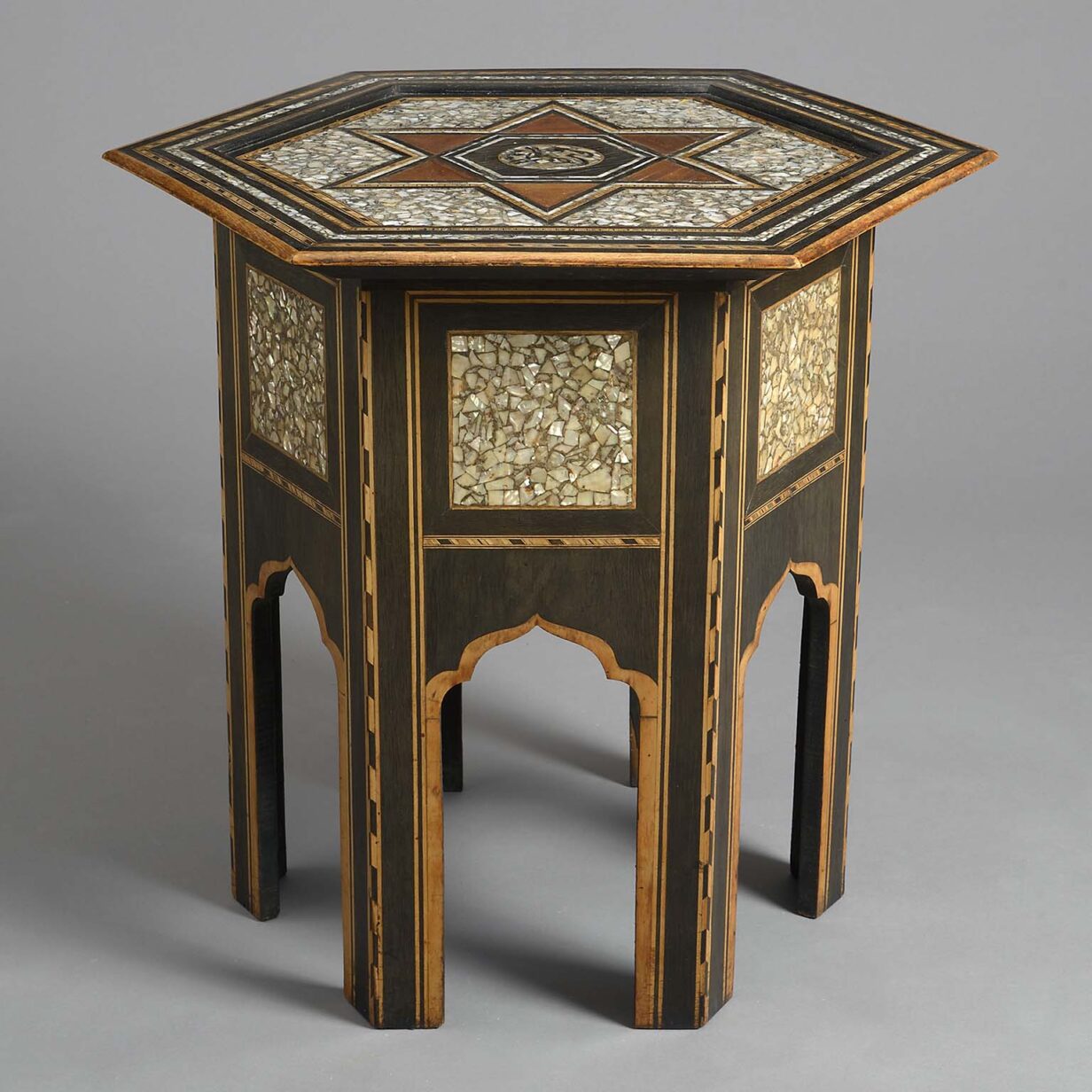 Inlaid hexagonal table