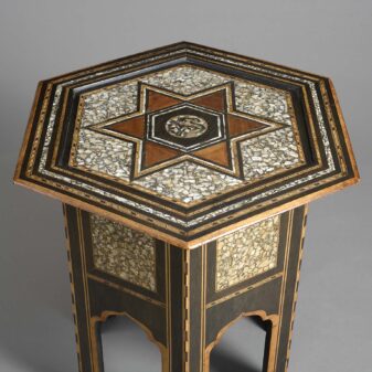 Late 19th century mother of pearl inlaid hardwood occasional table