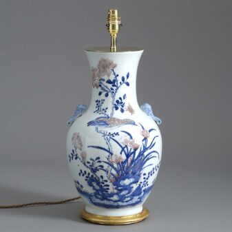 Mid-20th century republic period porcelain vase lamp