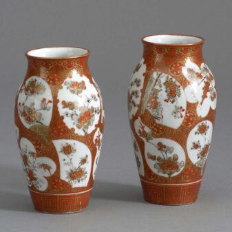 Pair of late 19th century meiji period kutani porcelain vases