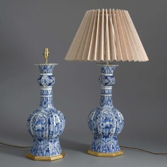 Pair of blue and white delft vase lamps