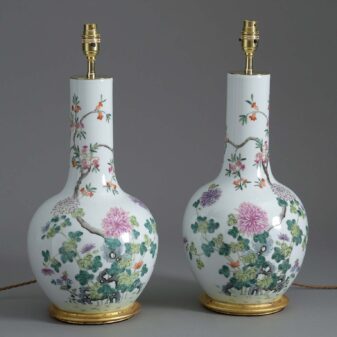 Pair of famille rose porcelain vase lamps