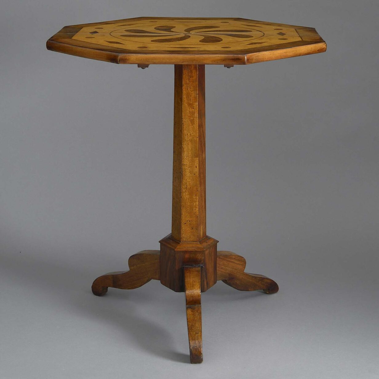 Late 18th century louis xvi period inlaid walnut gueridon