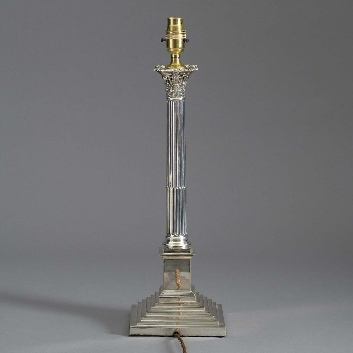 Silver plated antique column lamp