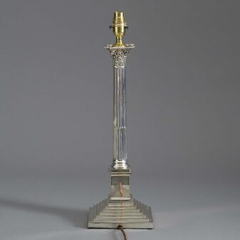 Silver plated antique column lamp