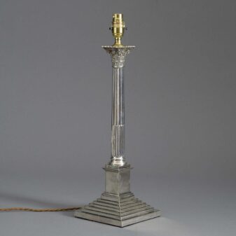 19th century old sheffield plate column lamp