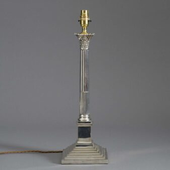 19th century old sheffield plate column lamp