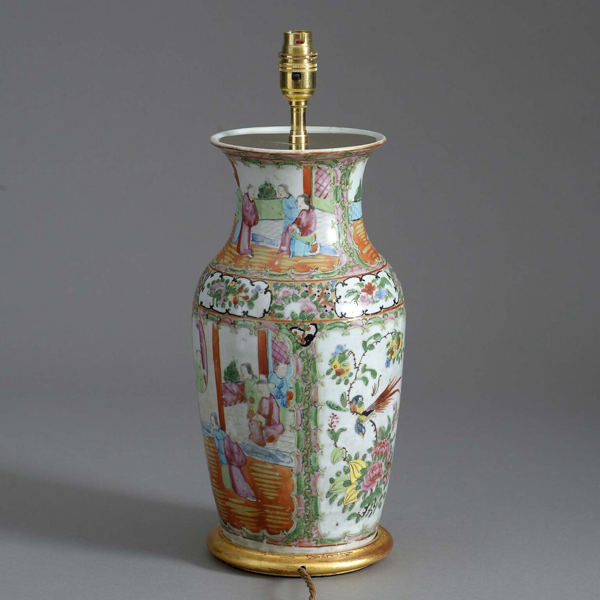 Canton porcelain vase lamp