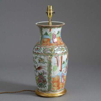 Mid-19th century famille rose canton porcelain vase lamp