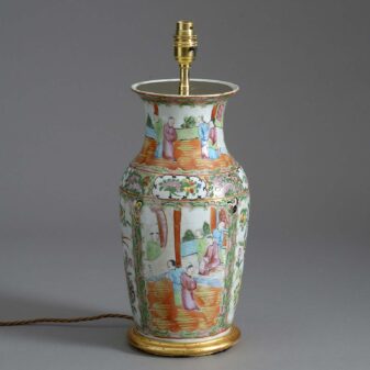 Mid-19th century famille rose canton porcelain vase lamp