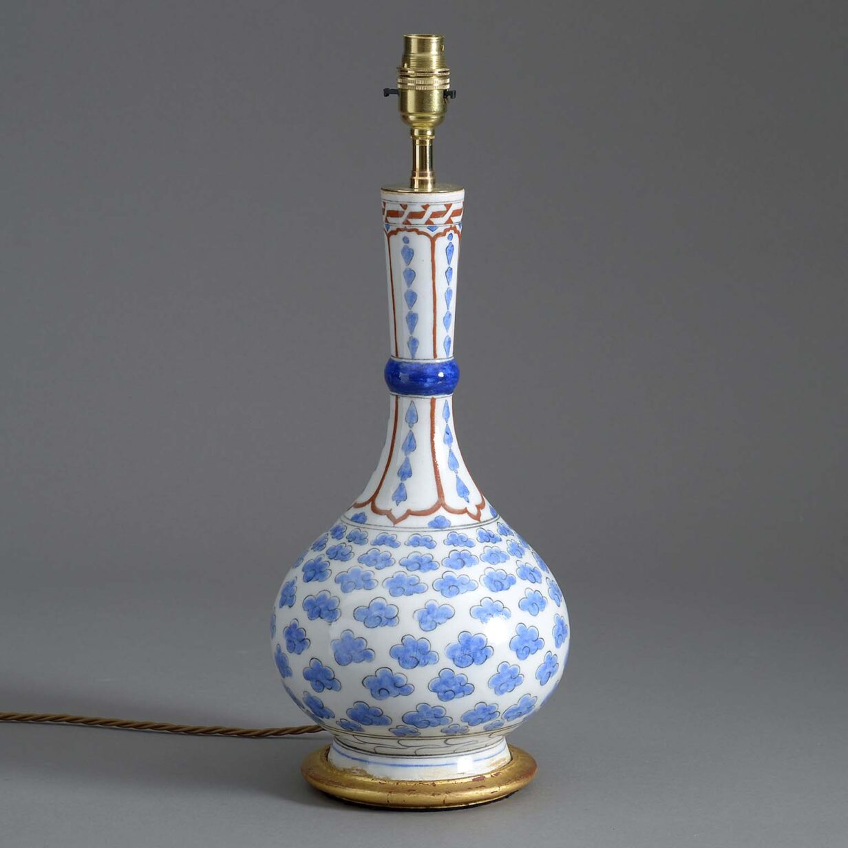 Late 19th century iznik pottery vase lamp